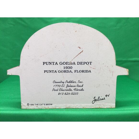 The Cats Meow 1994 Punta Gorda Depot Florida Wooden Shelf Sitter - Picture 2 of 4